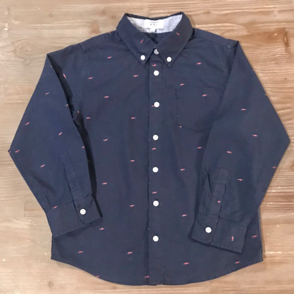 Crown & Ivy Kids Button Up Shark Shirt size 7